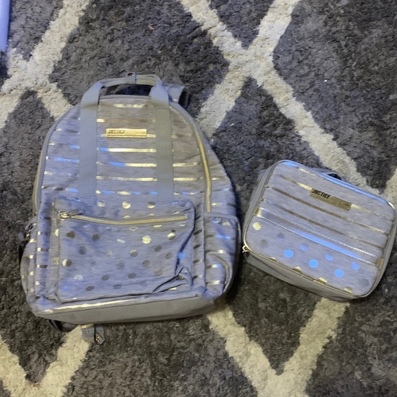 Justice Accessories Gold And Gray Justice Backpack Lunch Bag Poshmark